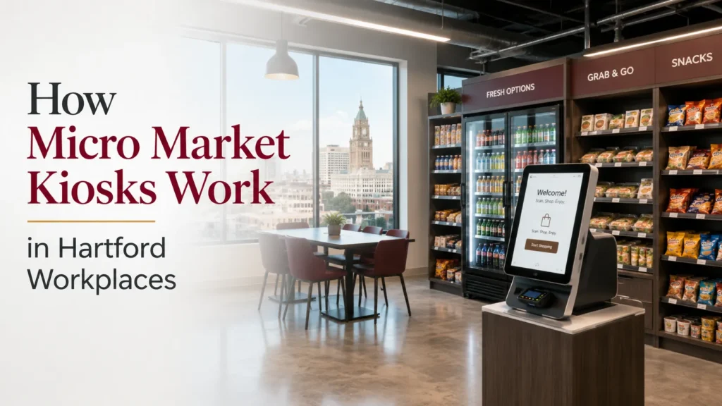 Micro market kiosk in a Hartford workplace