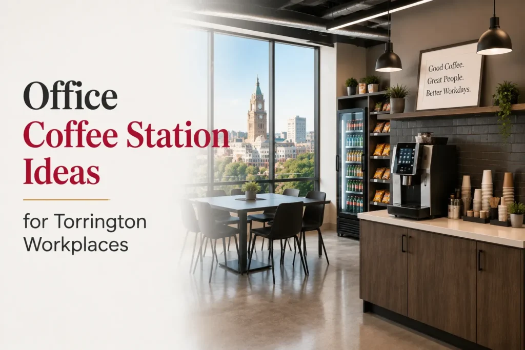 Office coffee station in a modern workplace.